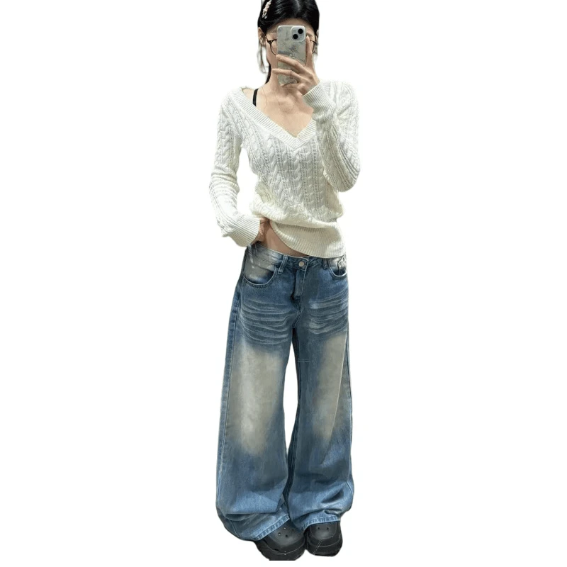 「主播推荐春季新款」5065款拖地牛仔裤