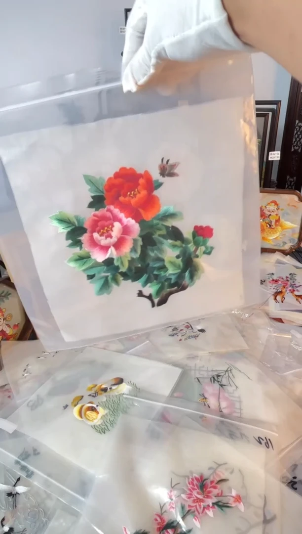 织绣纯手工苏绣双面绣绣布129