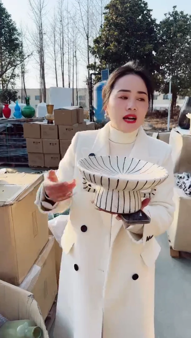 【闪购商品】玻璃XX-陶瓷果盘花瓶