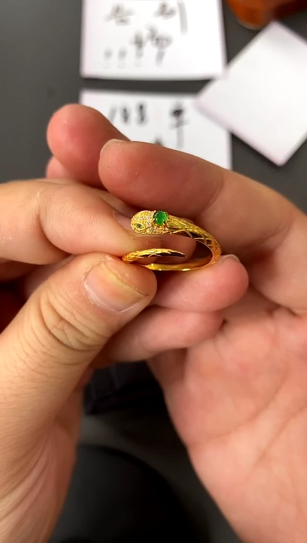 【闪购商品】翡翠戒指银S925镀金镶嵌买断价 补