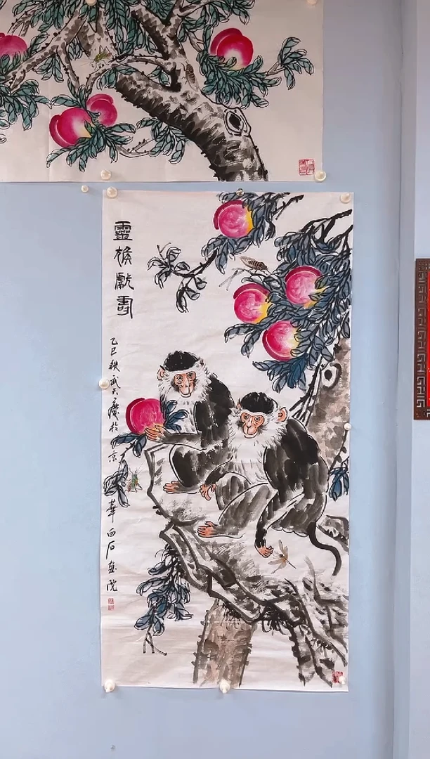 国画鹤*武天庆老师灵猴献寿