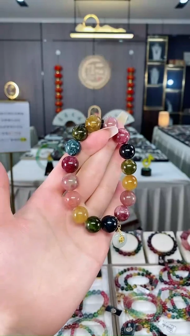 老矿单圈手串12mm+未镶嵌碧玺多样性发货一条mz