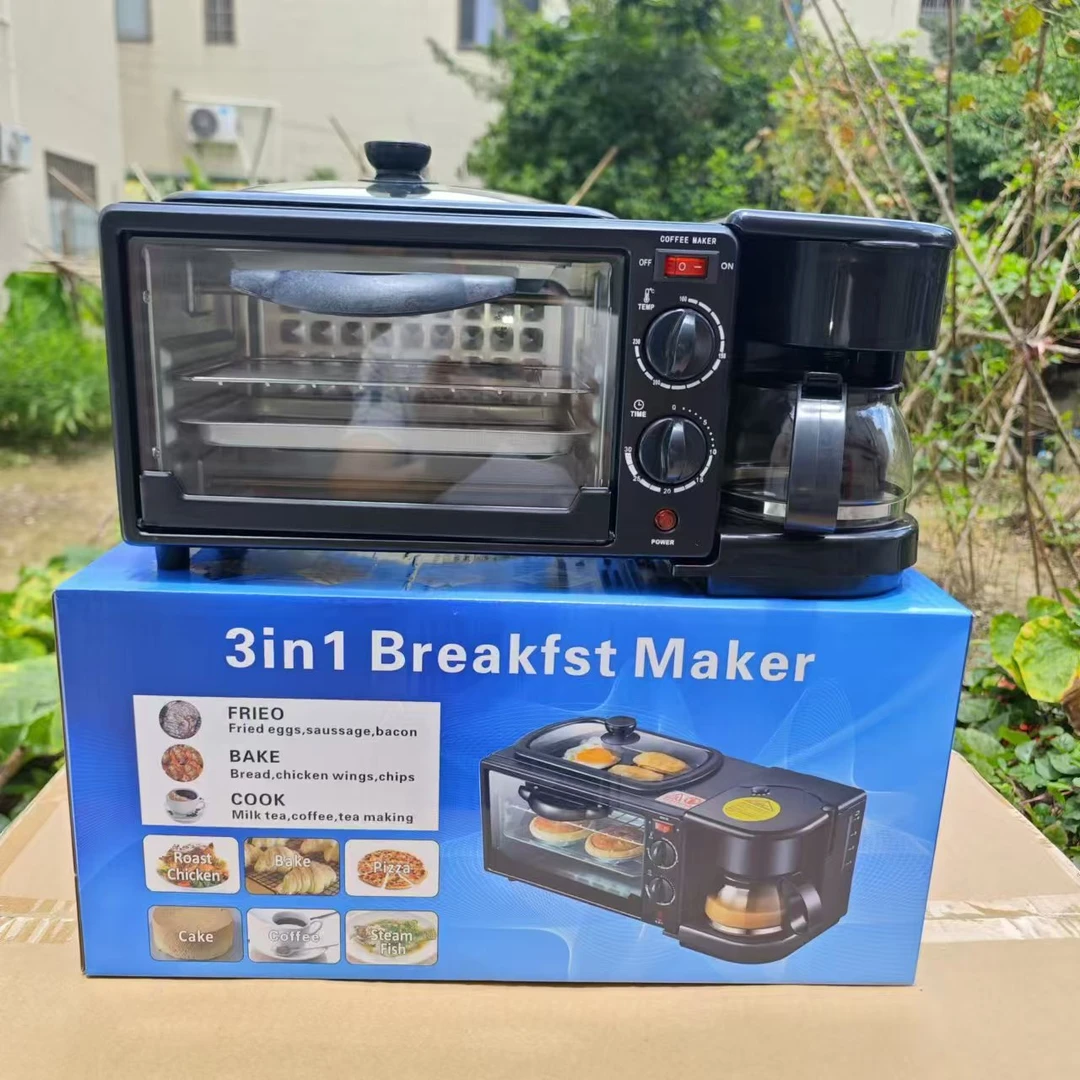 跨境三合一多功能家用早餐机多士炉迷你电烤箱面包机咖啡机AZ