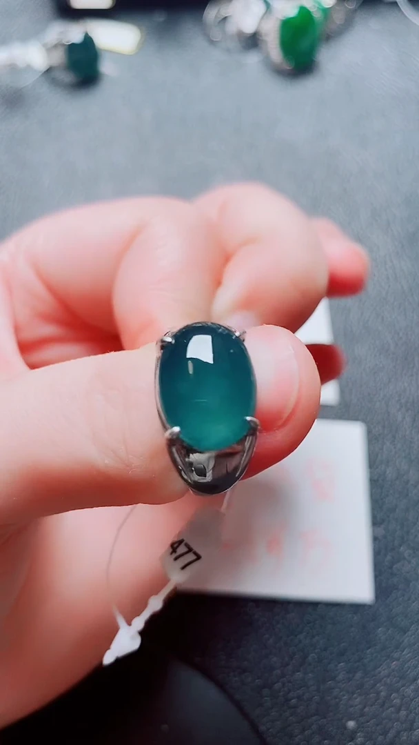 银S925镶嵌戒指翡翠1