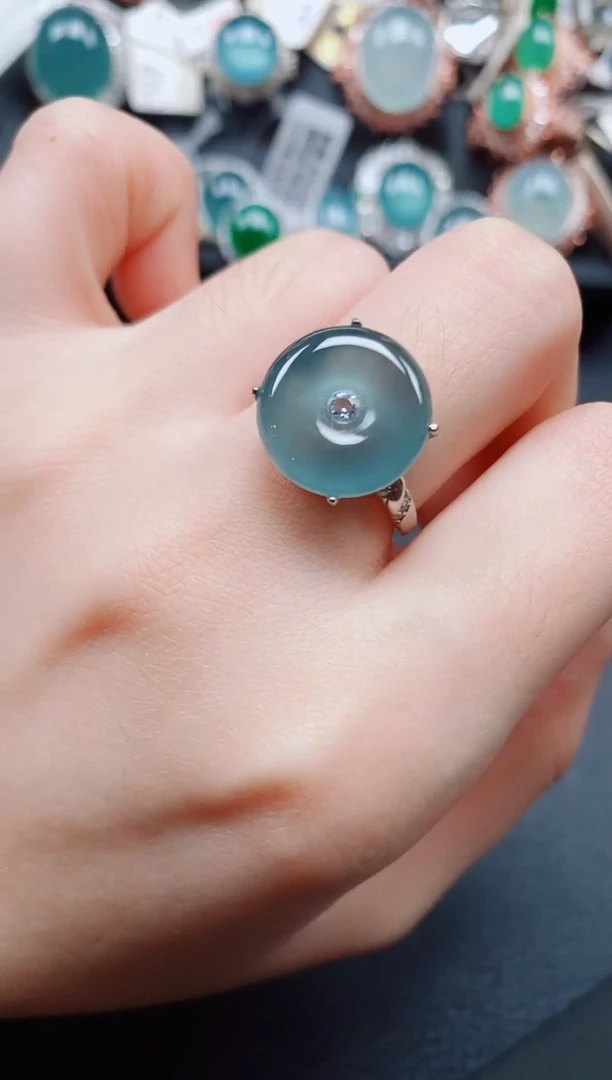 银S925镶嵌戒指翡翠翡翠