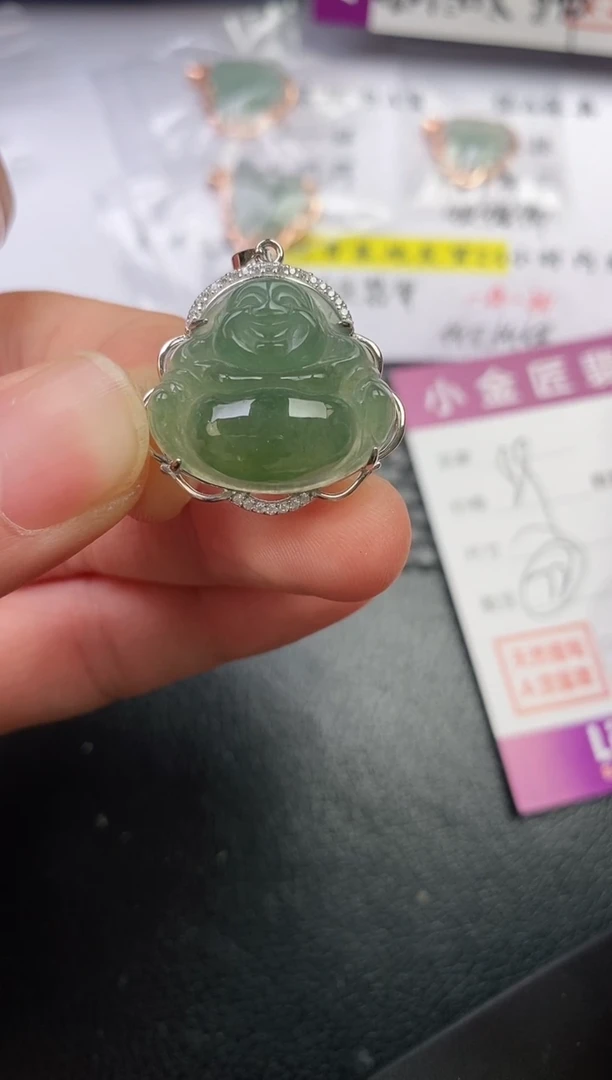 颈饰银S925镶嵌翡翠木*玉挂件
