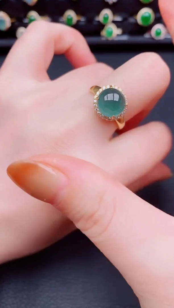 【闪购商品】翡翠戒指银S925镶嵌天然a货翡翠80