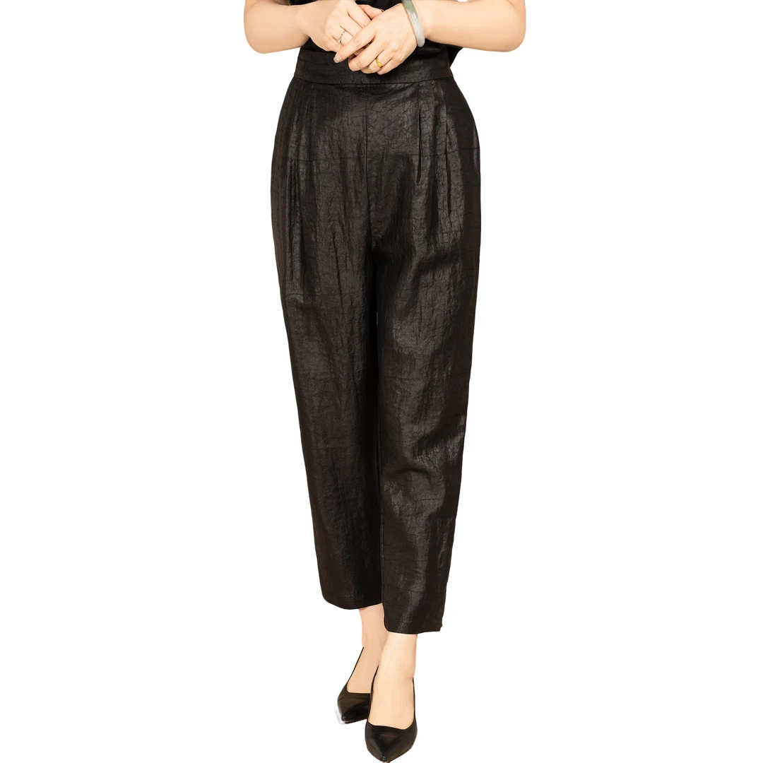 香云纱 〔翠岚〕  老料显瘦舒适气质龟裂纹小脚裤40448