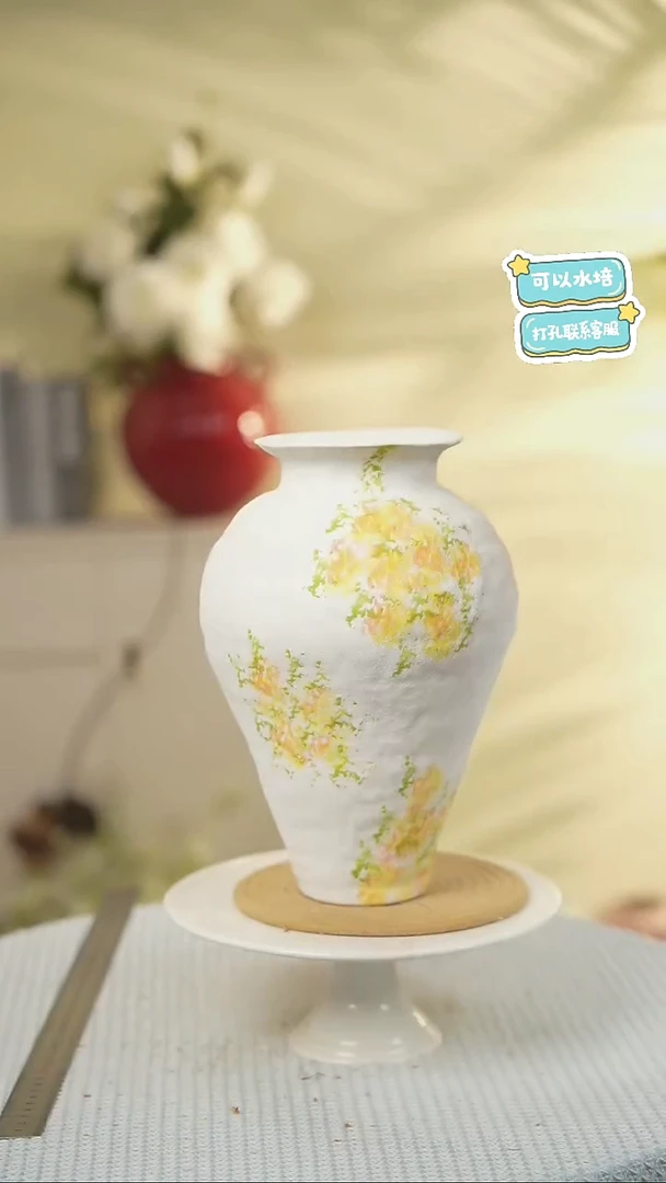 白蒲黄景德镇高温陶瓷花摆件