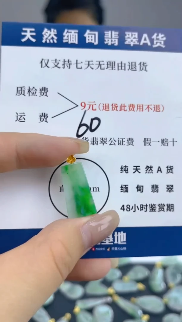 颈饰18K金镶嵌翡翠天然A货翡翠  60