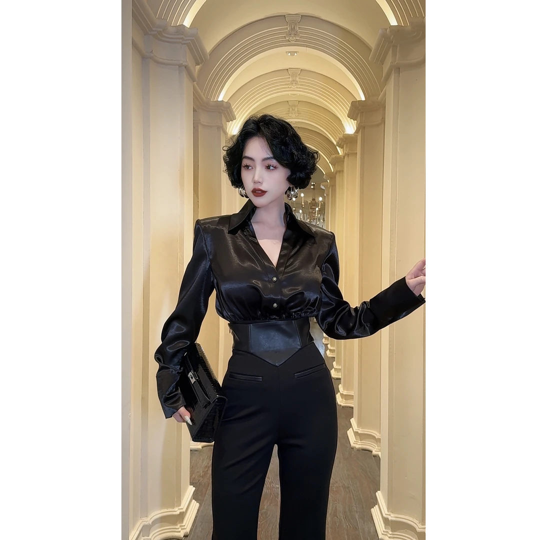 LYXJ【维纳斯之夜】高腰复古衬衫修身型衬衣显瘦法式时尚春季11701