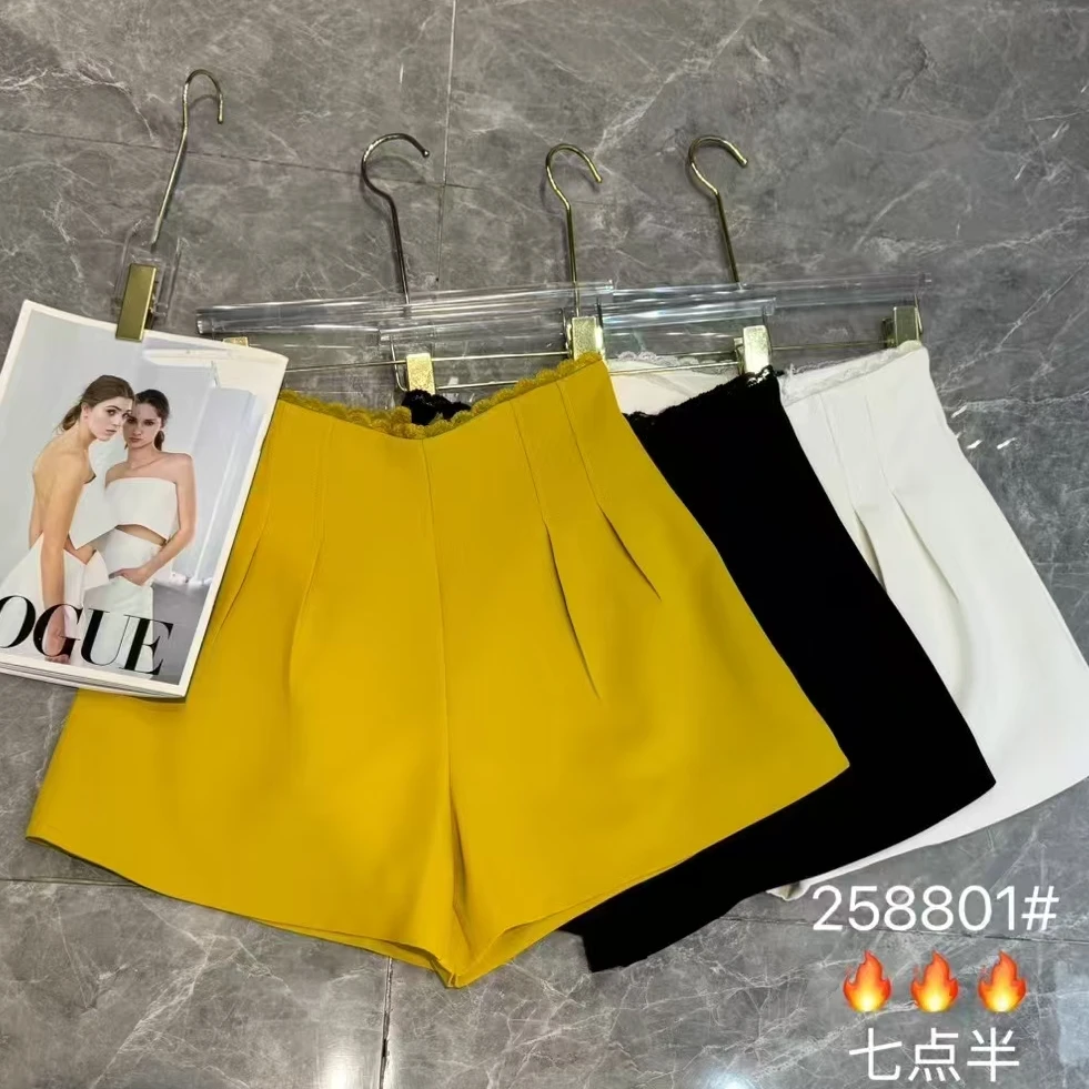 2025时尚夏季新款洋气高腰显瘦网红百搭A字阔腿短裤卡其色短裤