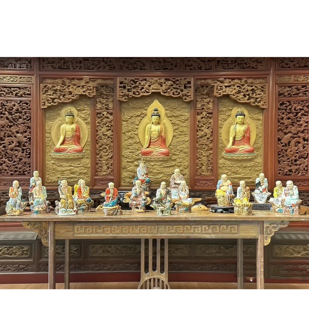 小号十八罗汉景德镇雕塑瓷十八尊者网红款18罗汉降龙伏虎收藏摆件