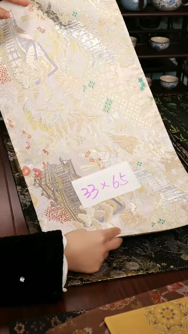 【西阵织亭台楼阁香槟双面】中国风干泡织锦茶席33*65