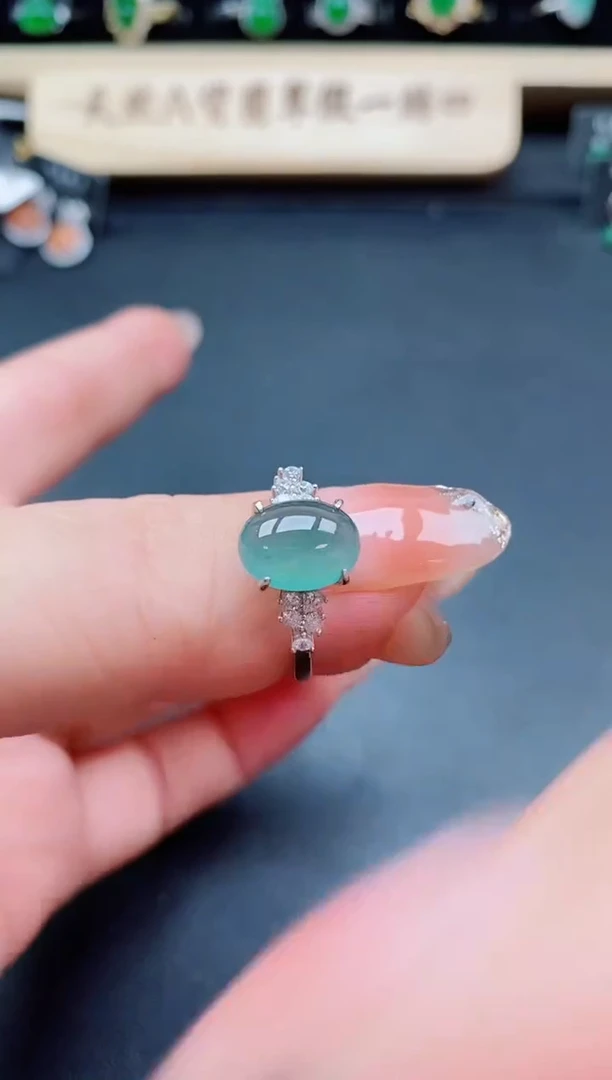 银S925镶嵌戒指翡翠1
