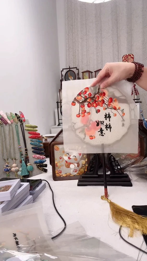 扇子苏绣作品手工团扇1