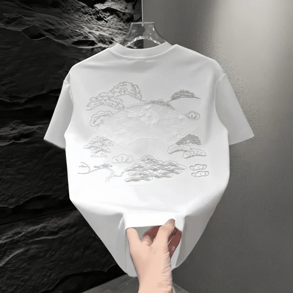 【专柜T恤】 潮牌时尚百搭新款夏季休闲重磅纯棉T恤短袖圆领上衣男