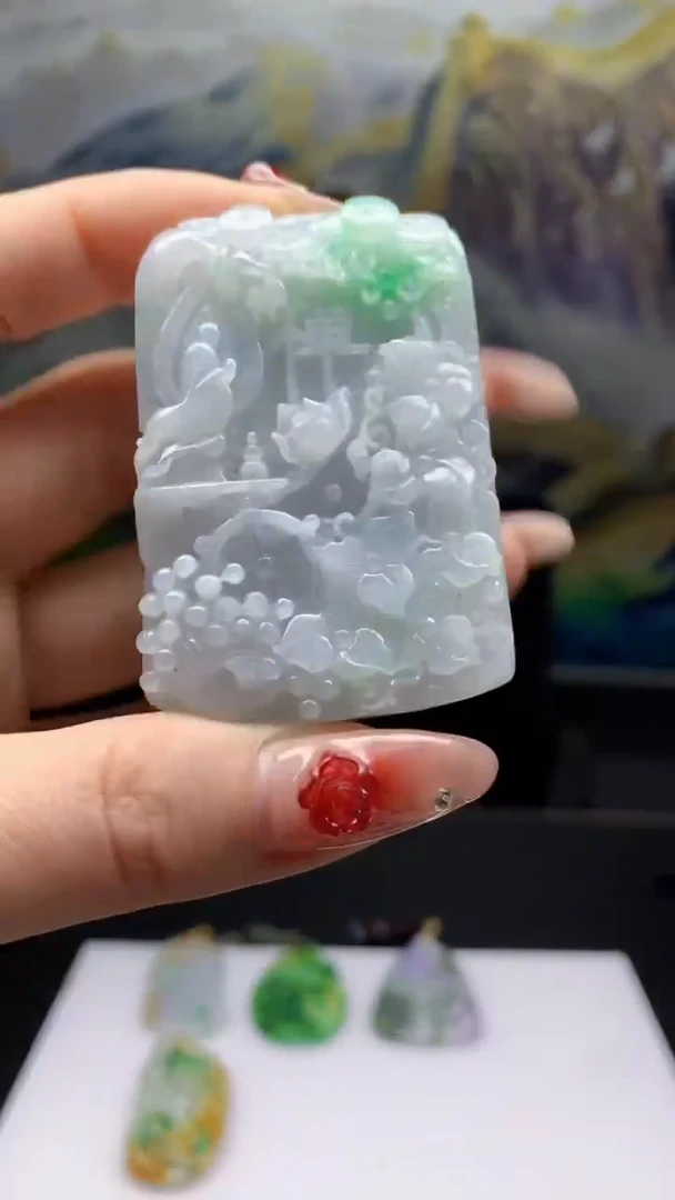 【闪购商品】定制翡翠未镶嵌1064ry-毛货挂件50