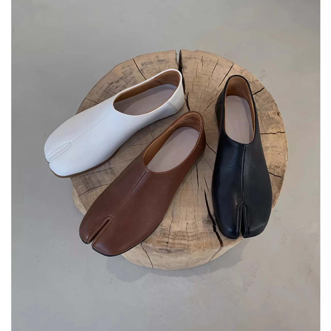 SIS PENG 英伦风套脚复古分趾鞋平底猪蹄单鞋女一脚蹬懒人鞋