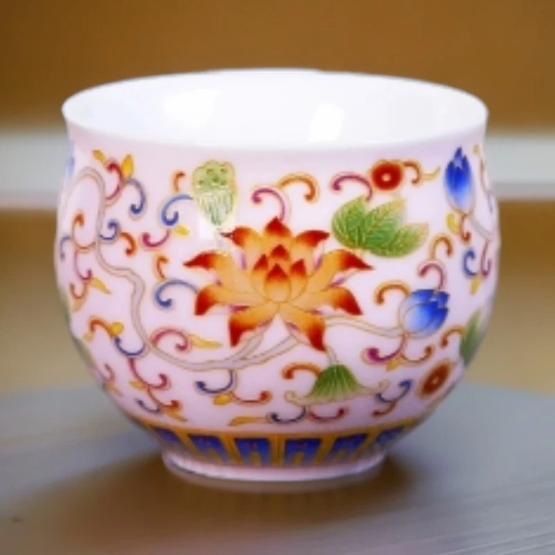 D228-珐琅彩粉色缸体杯（裸瓷）JLT