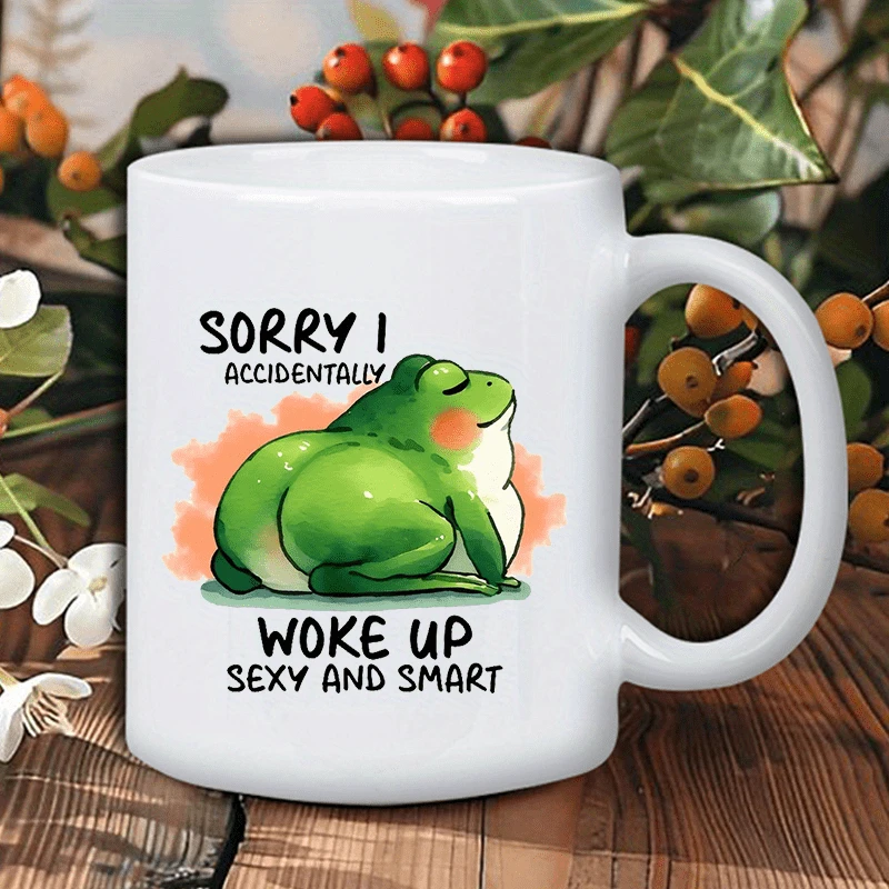 学生猫手柄款烤花卡通青蛙马克杯咖啡杯个性潮流喝水杯家用