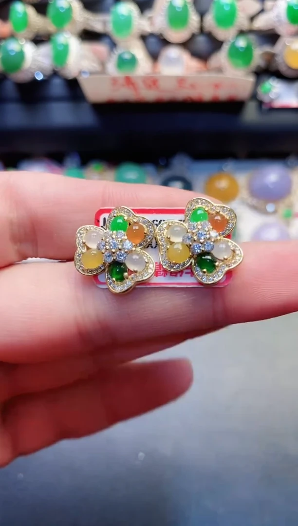 银S925镶嵌戒指翡翠天然