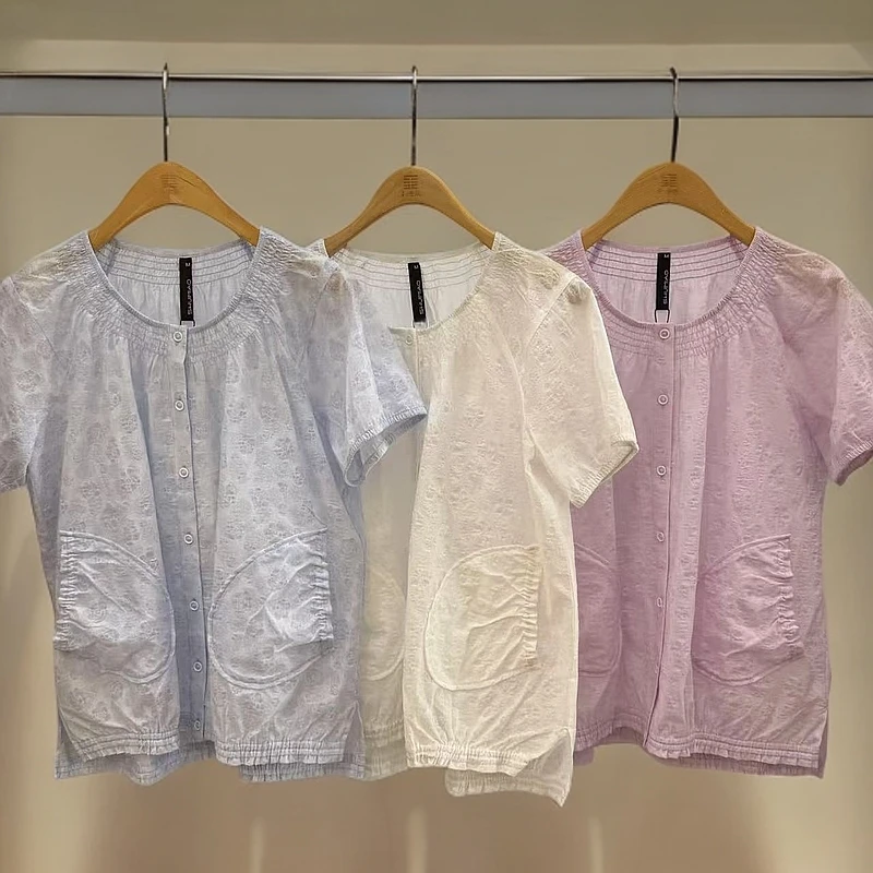水淼2025夏季新款0624-洋气清新 盐缩套头衫