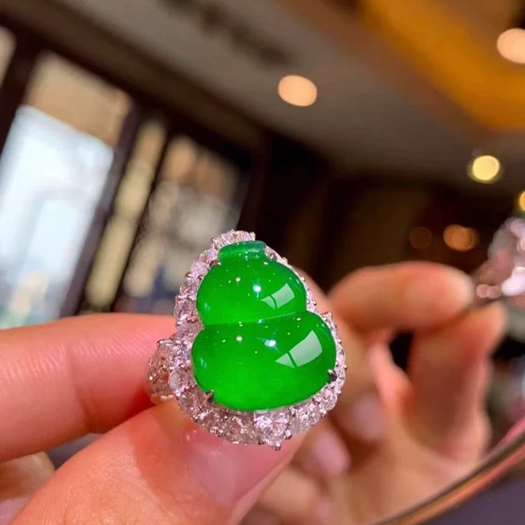 新款爆款时尚百搭开口可调节玉葫芦戒指真品玉石戒圈复古风欧若风