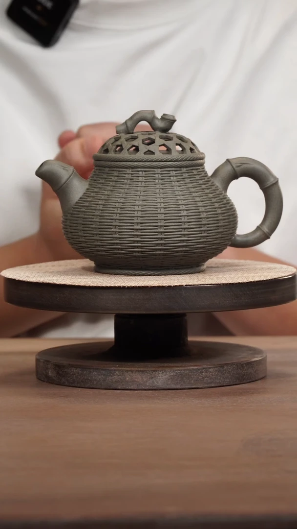 茶壶紫砂青段竹编潘壶