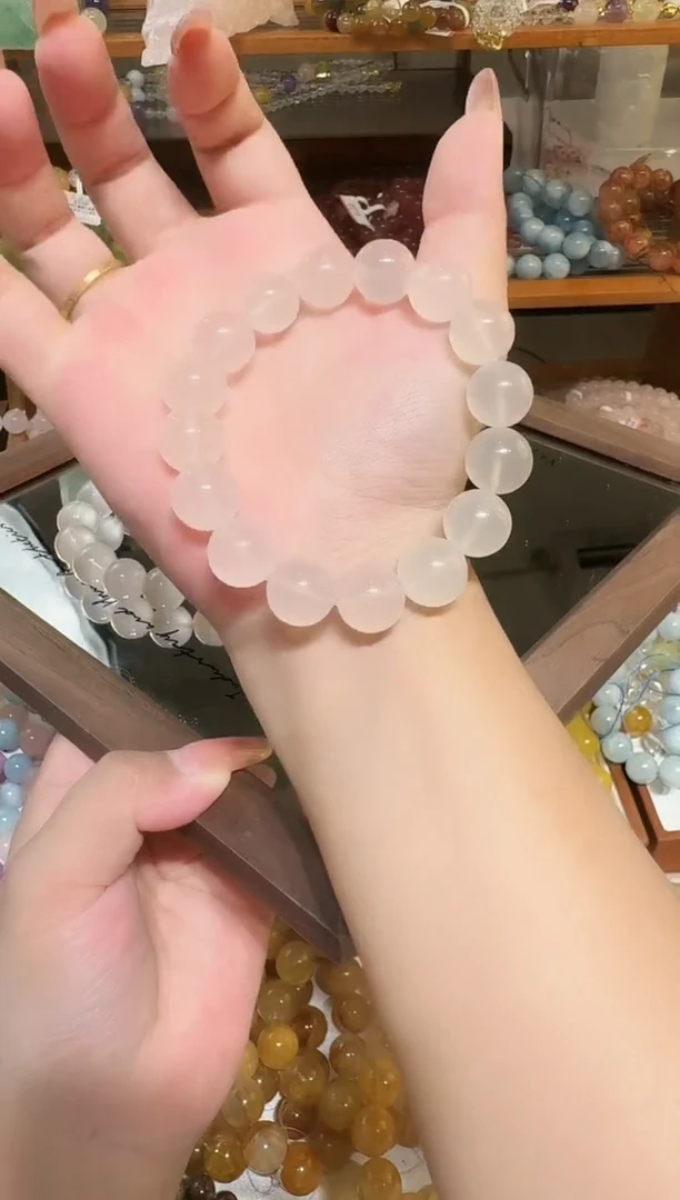 未镶嵌手链水晶糯****y荔枝冻奶白晶13-14