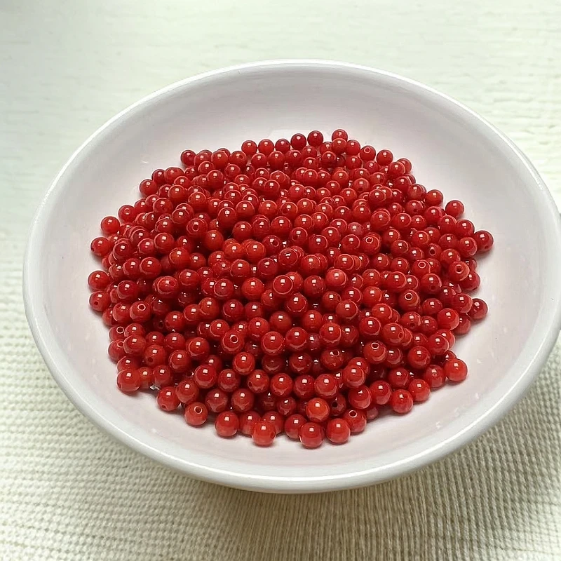 天然散珠 玛瑙圆珠(柿子红)[M056] 4mm50 颗 10元