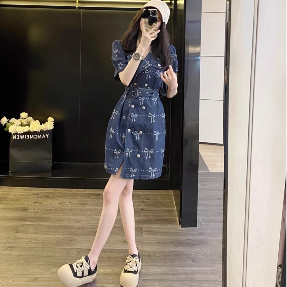 （现货）牛仔连衣裙女夏季2025新款法式收腰显高显瘦今年流行的裙子