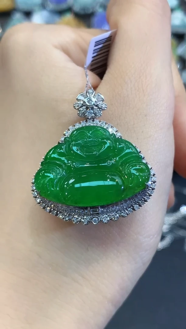 吊坠(不含链)18K金镶嵌翡翠B167