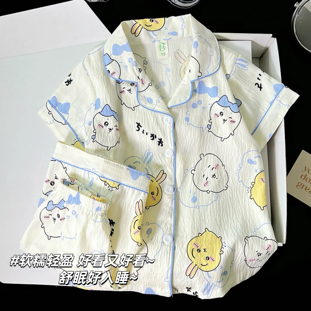 chiikawa小八女童睡衣2025新款夏季短袖薄款卡通乌萨奇家居服套装