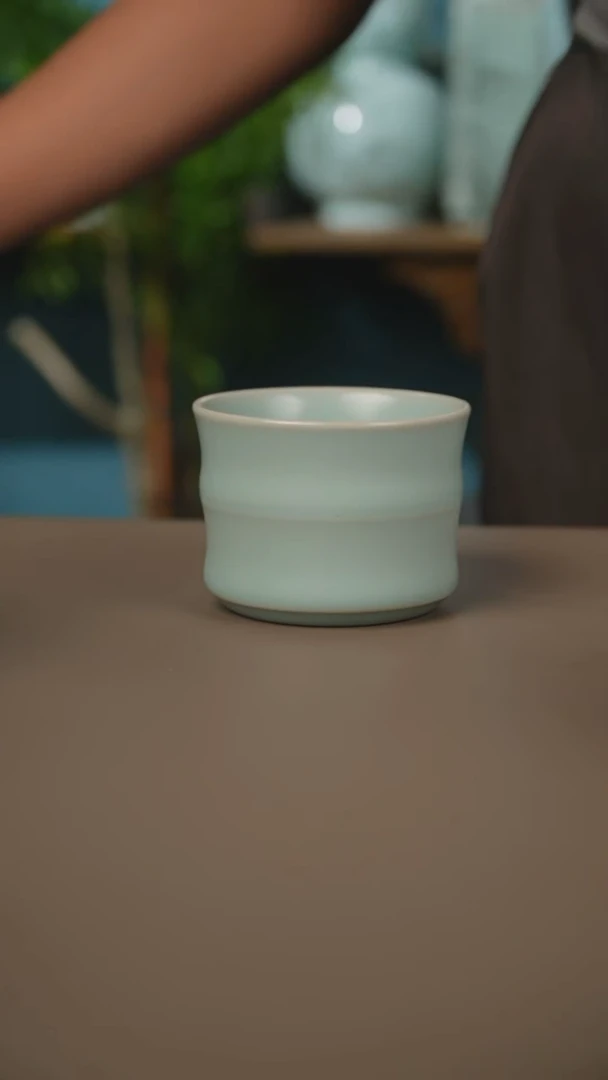 仿古竹节杯不开片微暇