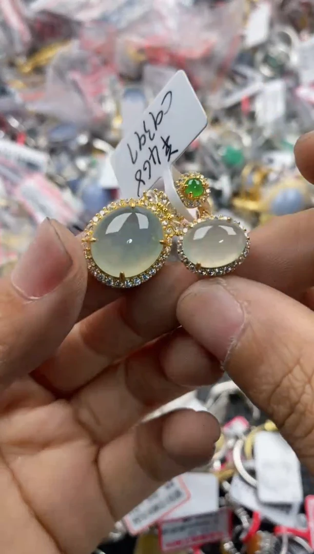 银S925镶嵌戒指翡翠14             7