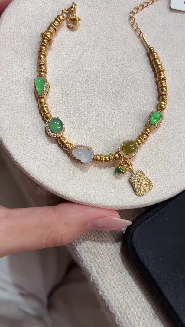 吊坠(不含链)银S925镶嵌翡翠手链