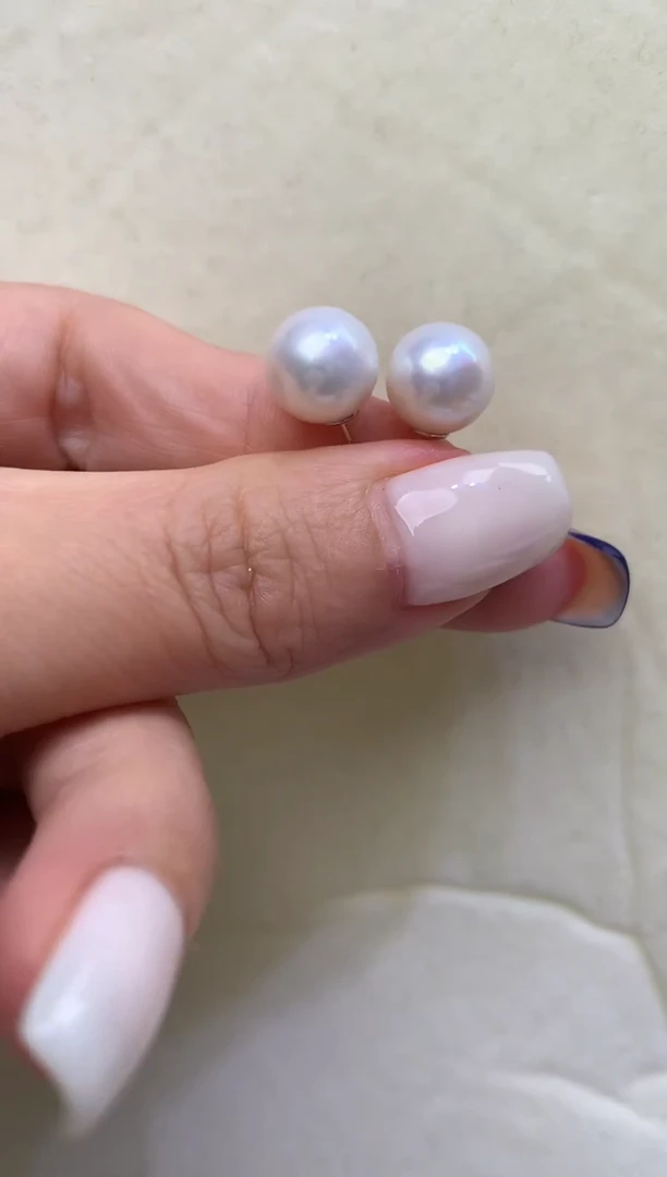 银S925镶嵌淡水珍珠耳饰10-11