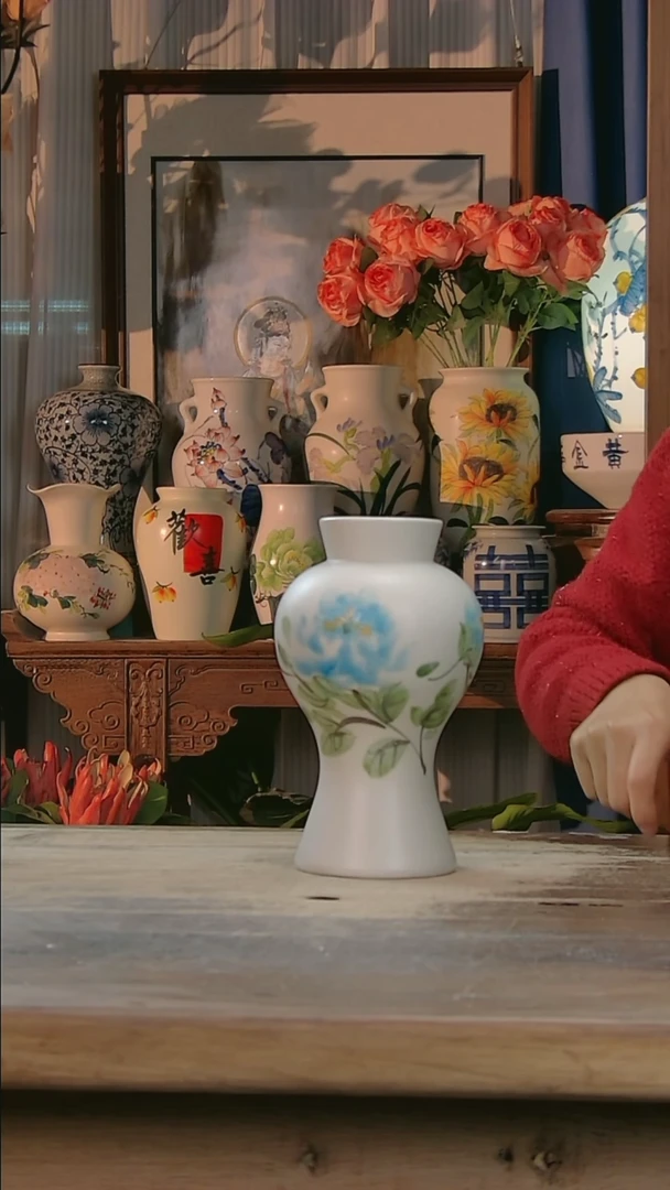 【闪购商品】瓷片景德镇纯手工釉下彩精品花瓶