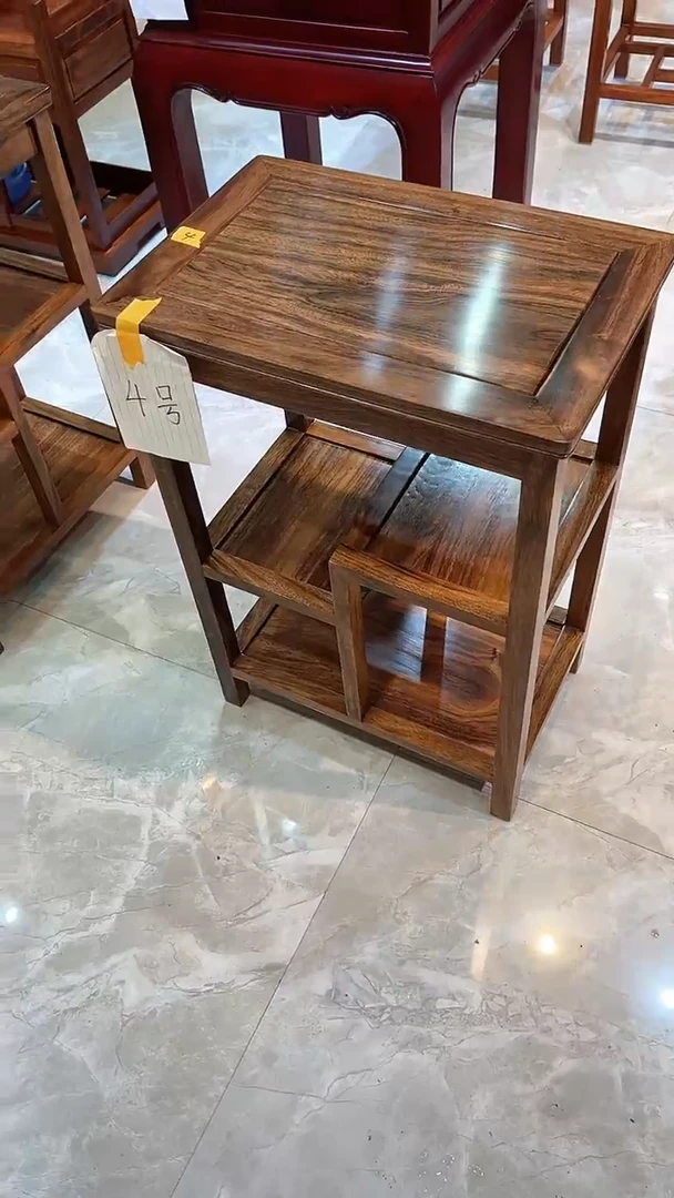 黑酸枝木类成套家具转**圆原木色置物架45*30*65