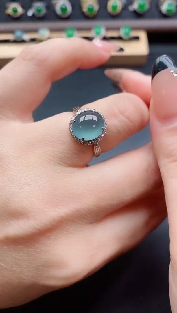 银S925镶嵌戒指翡翠1