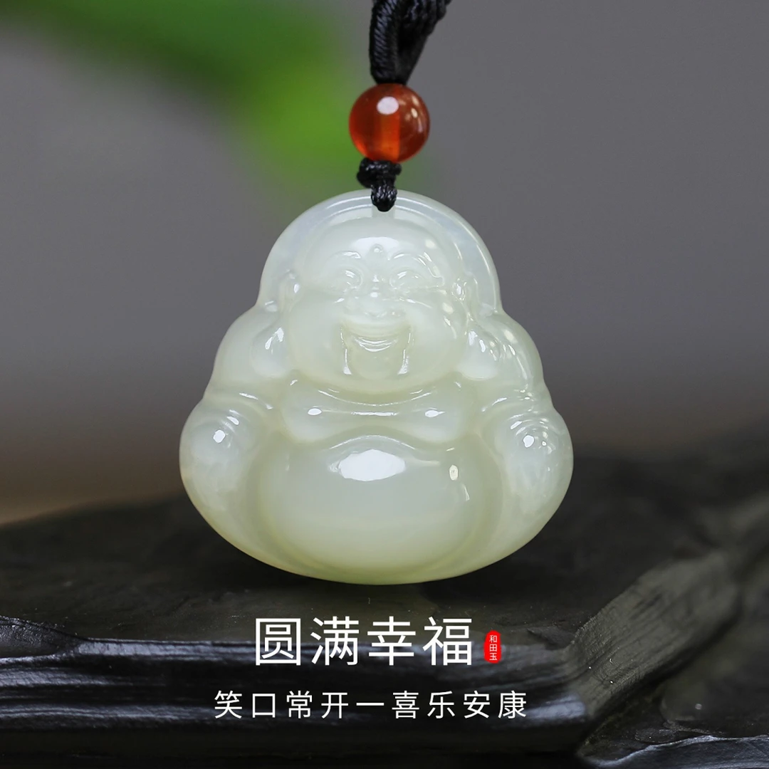 新疆和田玉佛公吊坠小众珠宝玉石弥勒佛项链笑佛精美温润细腻佳品