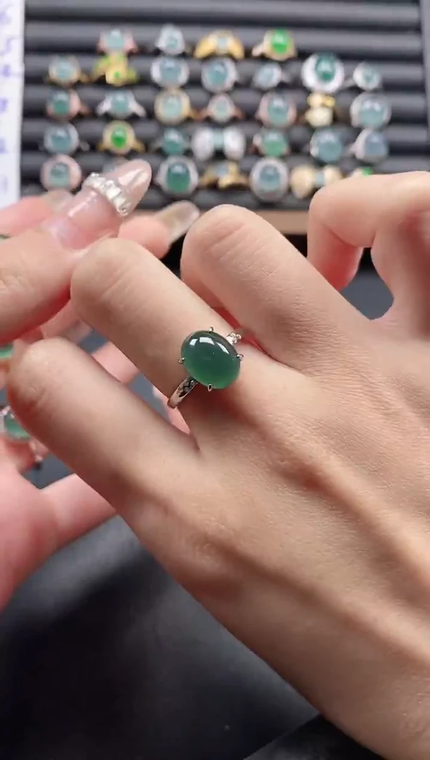 银S925镶嵌戒指翡翠51511