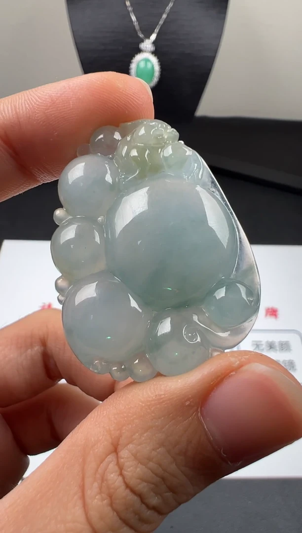吊坠(不含链)未镶嵌翡翠天然A货翡翠 泡泡龙