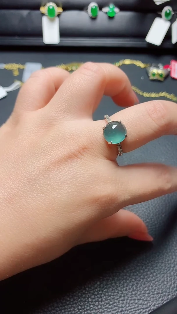 银S925镶嵌戒指翡翠天然翡翠A货s925银镶