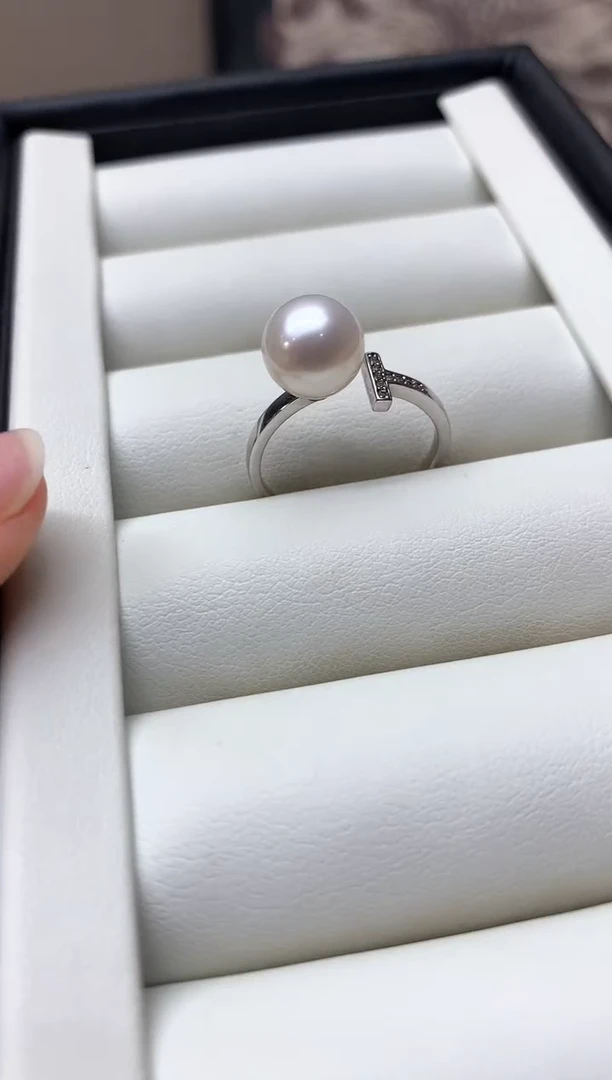 戒指银S925镶嵌淡水珍珠S925银淡水珍珠戒指
