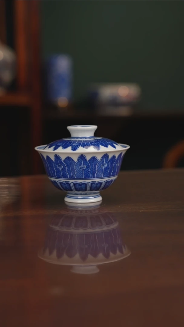 晓月窑青花芭蕉叶