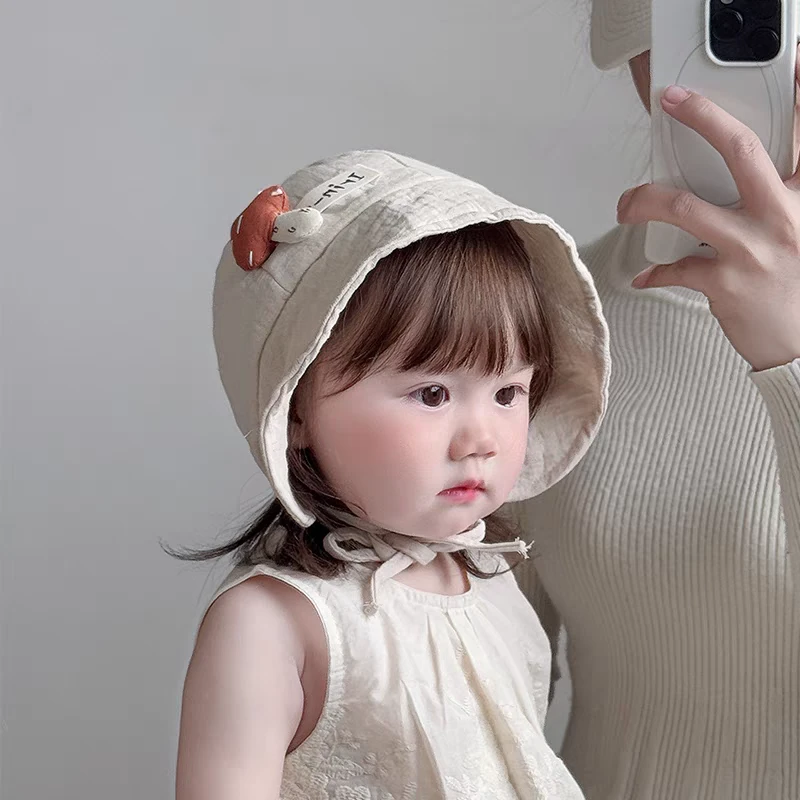 宝宝帽子春夏薄款大檐宫廷帽韩版洋气护耳帽婴幼儿出游遮阳帽防晒