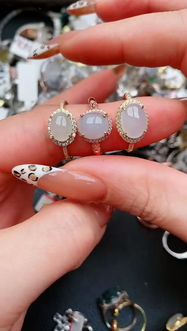 翡翠戒指银S925镶嵌...