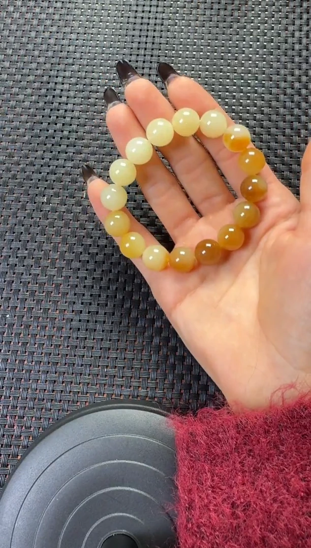 未镶嵌手串和田玉且末金山糖白卡12手串